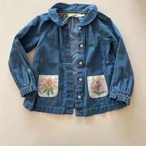 Baby Boden Embroidered Blue floral girls long sleeve top 18-24mos